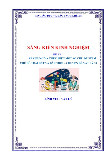 Sáng kiến kinh nghiệm Xây dựng và thực hiện một số chủ đề STEM chủ đề Trái đất và bầu trời – Chuyên đề Vật lý 10