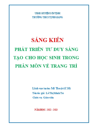 Sáng kiến kinh nghiệm Phát triển tư duy sáng tạo cho học sinh trong phân môn Vẽ trang trí (bộ sách Chân trời sáng tạo)