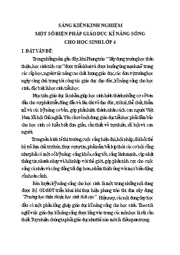 Sáng kiến kinh nghiệm Biện pháp giáo dục kĩ năng sống cho học sinh Lớp 4