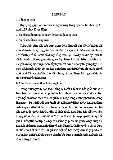 Sáng kiến kinh nghiệm Biện pháp giúp học sinh nắm vững từ vựng thông qua các trò chơi Lớp 4 trường Tiểu học Phạm Hùng