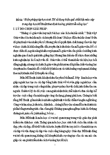 Sáng kiến kinh nghiệm Biện pháp giúp học sinh Tiểu học sử dụng hiệu quả chất liệu màu sáp trong dạy học Mĩ thuật theo định hướng phát triển năng lực