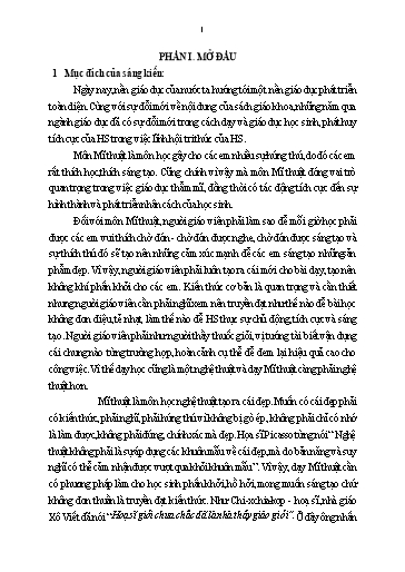 Sáng kiến kinh nghiệm Một số biện pháp giúp học sinh Lớp 3 tích cực, chủ động, sáng tạo hơn trong môn Mĩ thuật (bộ sách Chân trời sáng tạo)