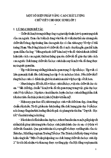 Sáng kiến kinh nghiệm Một số biện pháp nâng cao chất lượng chữ viết cho học sinh Lớp 2