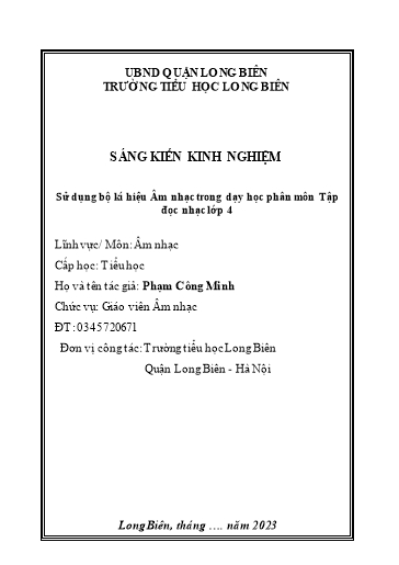 Sáng kiến kinh nghiệm Sử dụng bộ kí hiệu âm nhạc trong dạy học phân môn Tập đọc nhạc Lớp 4