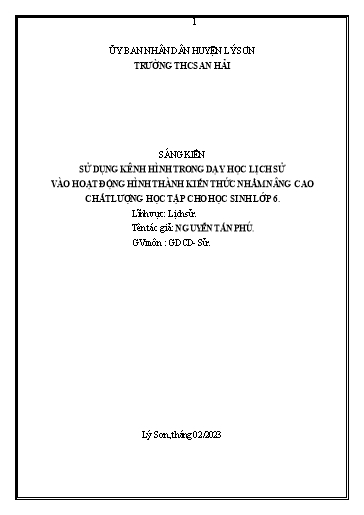 Sáng kiến kinh nghiệm Sử dụng kênh hình trong dạy học Lịch sử vào hoạt động hình thành kiến thức nhằm nâng cao chất lượng học tập cho học sinh Lớp 6 (bộ sách Chân trời sáng tạo)