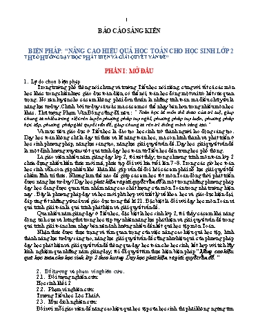 Sáng kiến kinh nghiệm Nâng cao hiệu quả học toán cho học sinh Lớp 2 theo hướng Dạy học phát hiện và giải quyết vấn đề