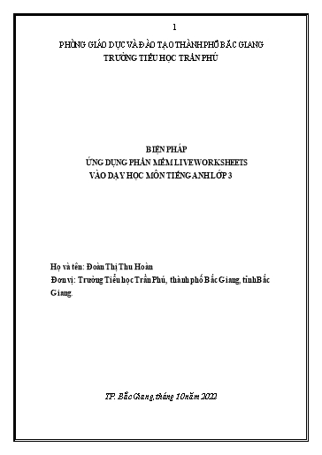 Sáng kiến kinh nghiệm Ứng dụng phần mềm liveworksheets trong giảng dạy môn tiếng Anh vào dạy học môn Tiếng Anh Lớp 3